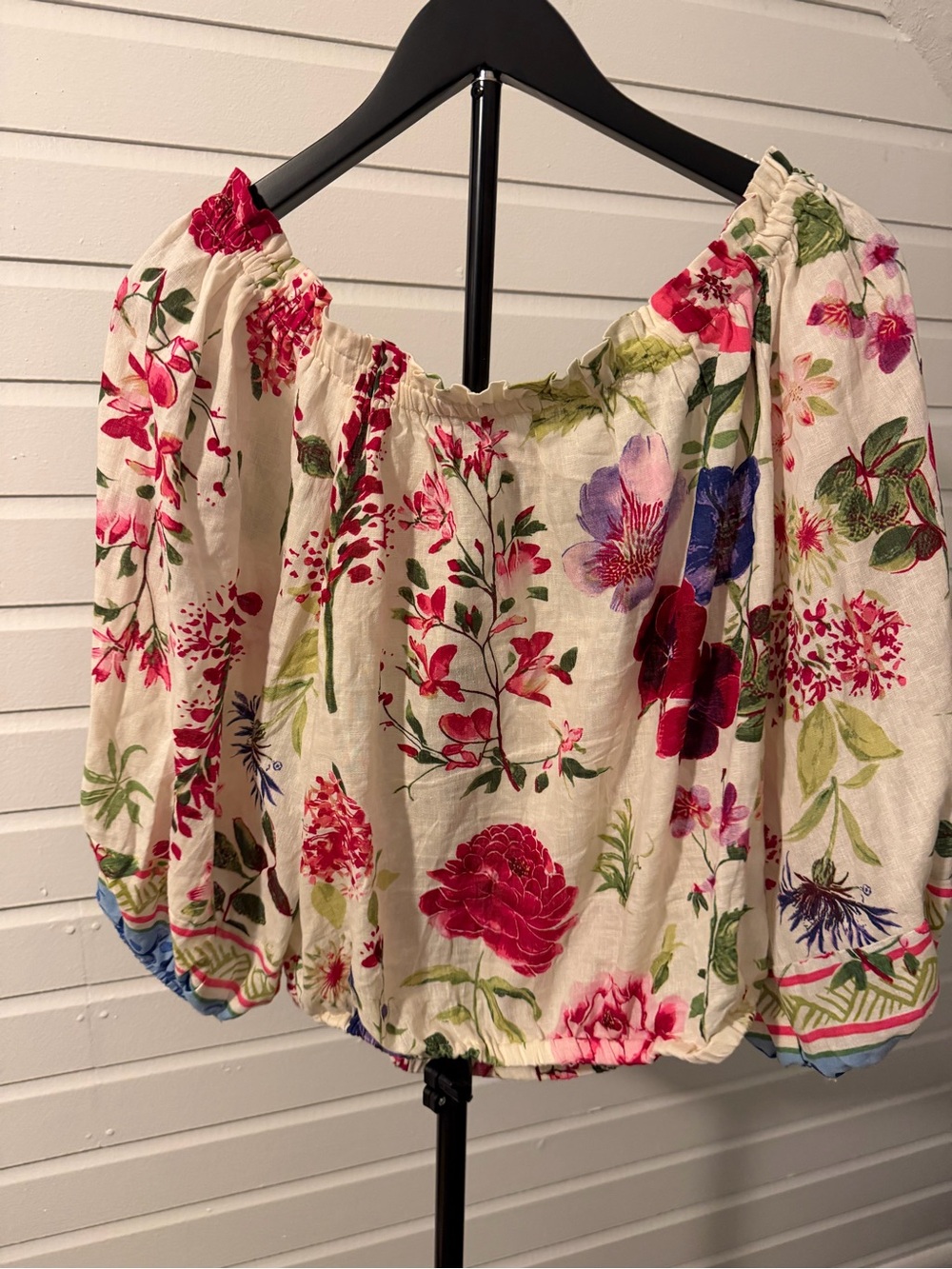 Christian Siriano New York XL Floral Puff Sleeve Peasant Blouse Cottagecore - Picture 3 of 5